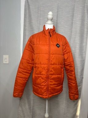 Men's Orange Quilted Ski Jacket with Insulation